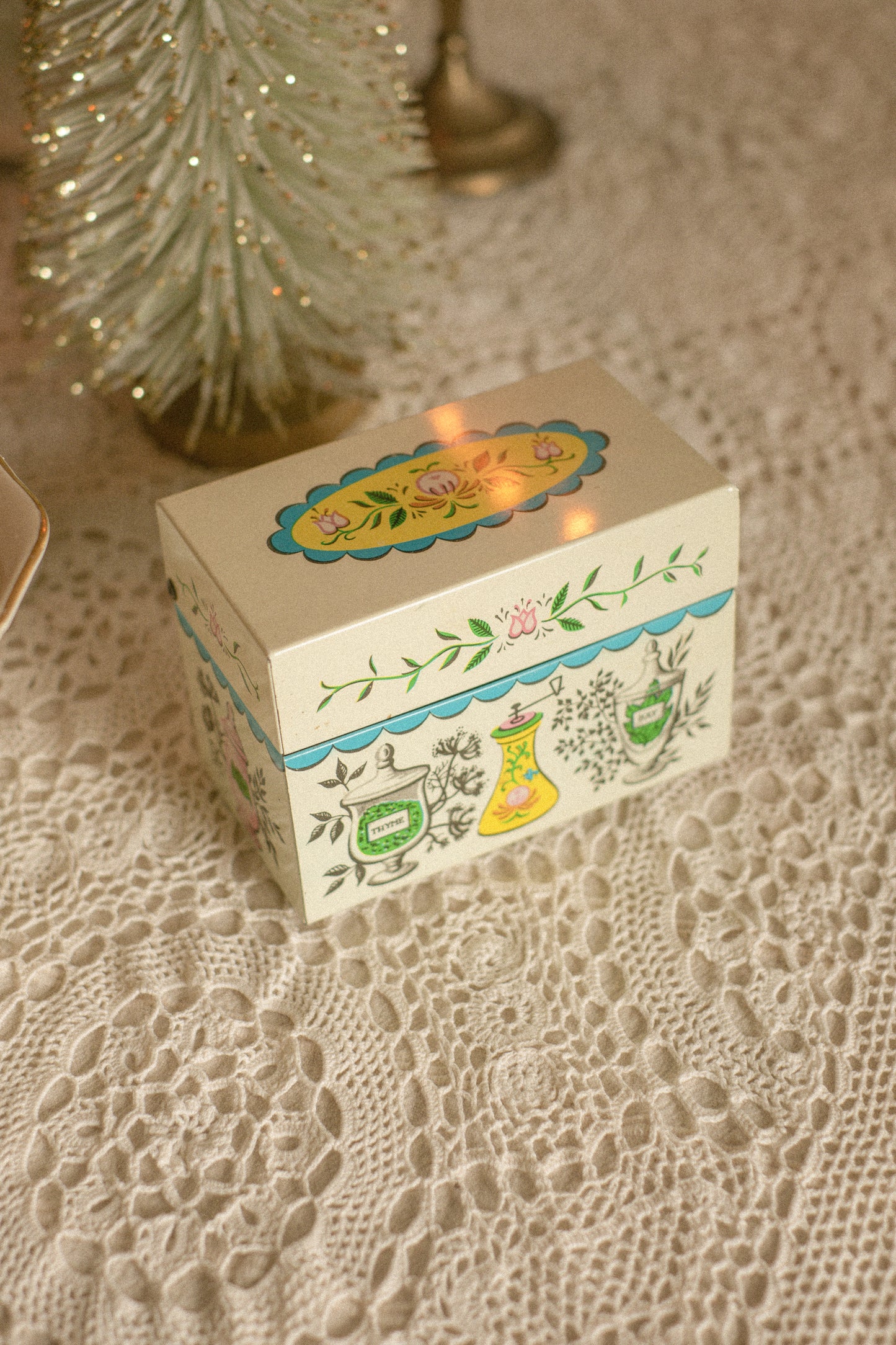 Vintage colourful recipe tin