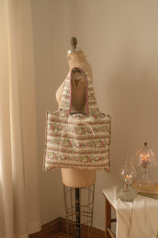 Handmade quilted reversible mini tote bag - cotton
