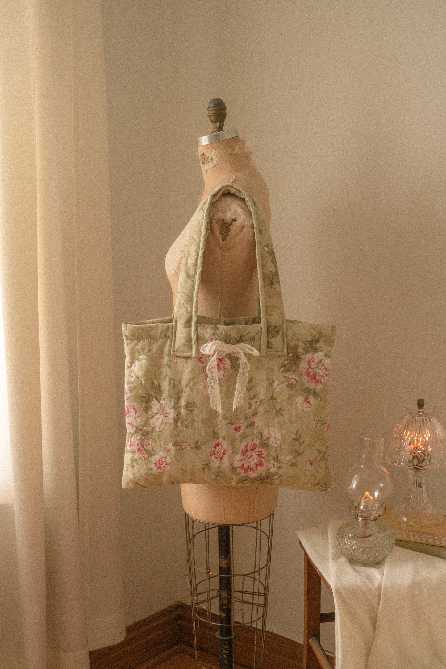 Handmade large quilted tote bag - Pear🍐
