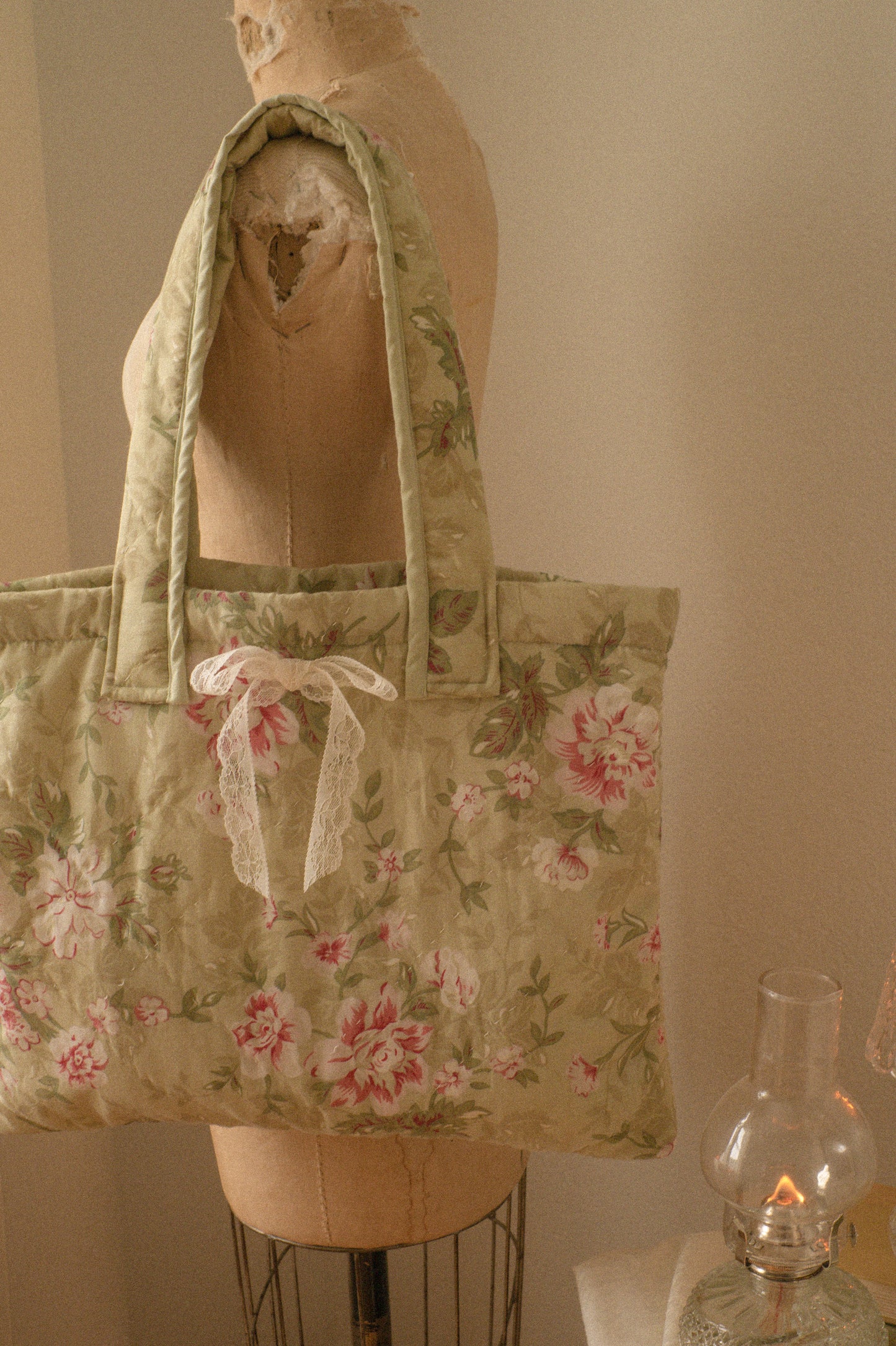 Handmade large quilted tote bag - Pear🍐