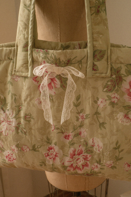 Handmade large quilted tote bag - Pear🍐