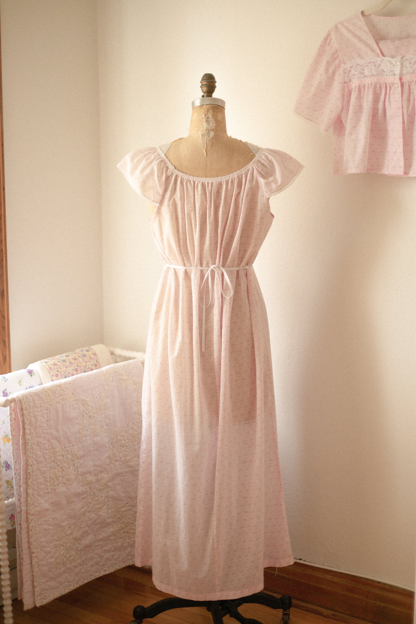 Vintage floral cotton Lacey pyjama dress ♡