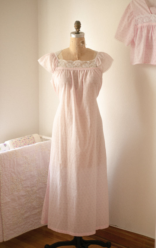 Vintage floral cotton Lacey pyjama dress ♡
