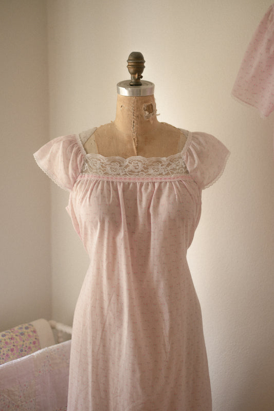 Vintage floral cotton Lacey pyjama dress ♡