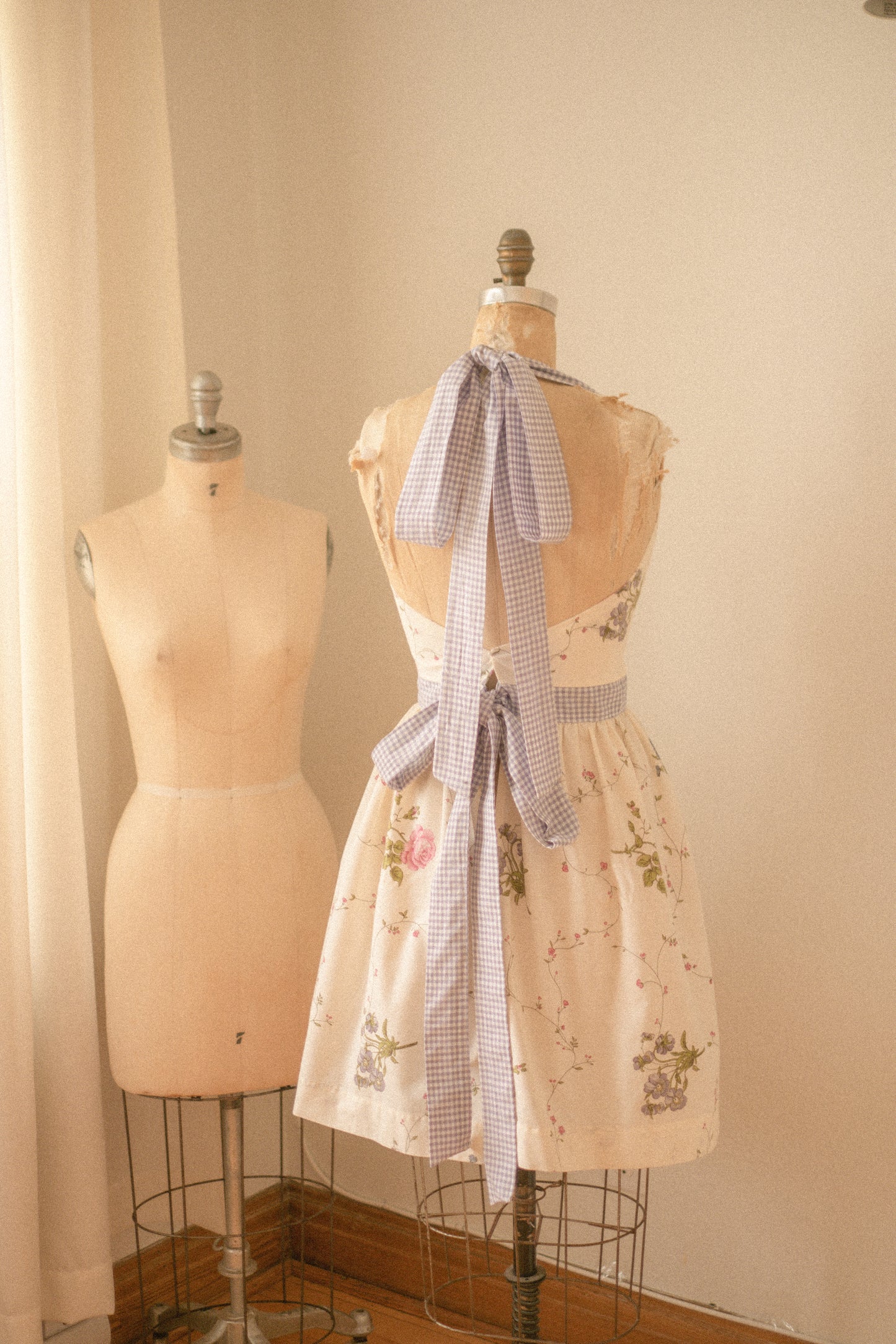 Handmade vintage apron set - petit jardin