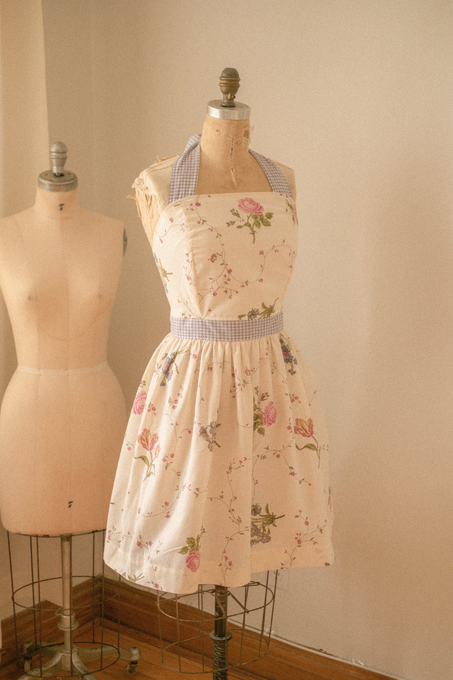 Handmade vintage apron set - petit jardin