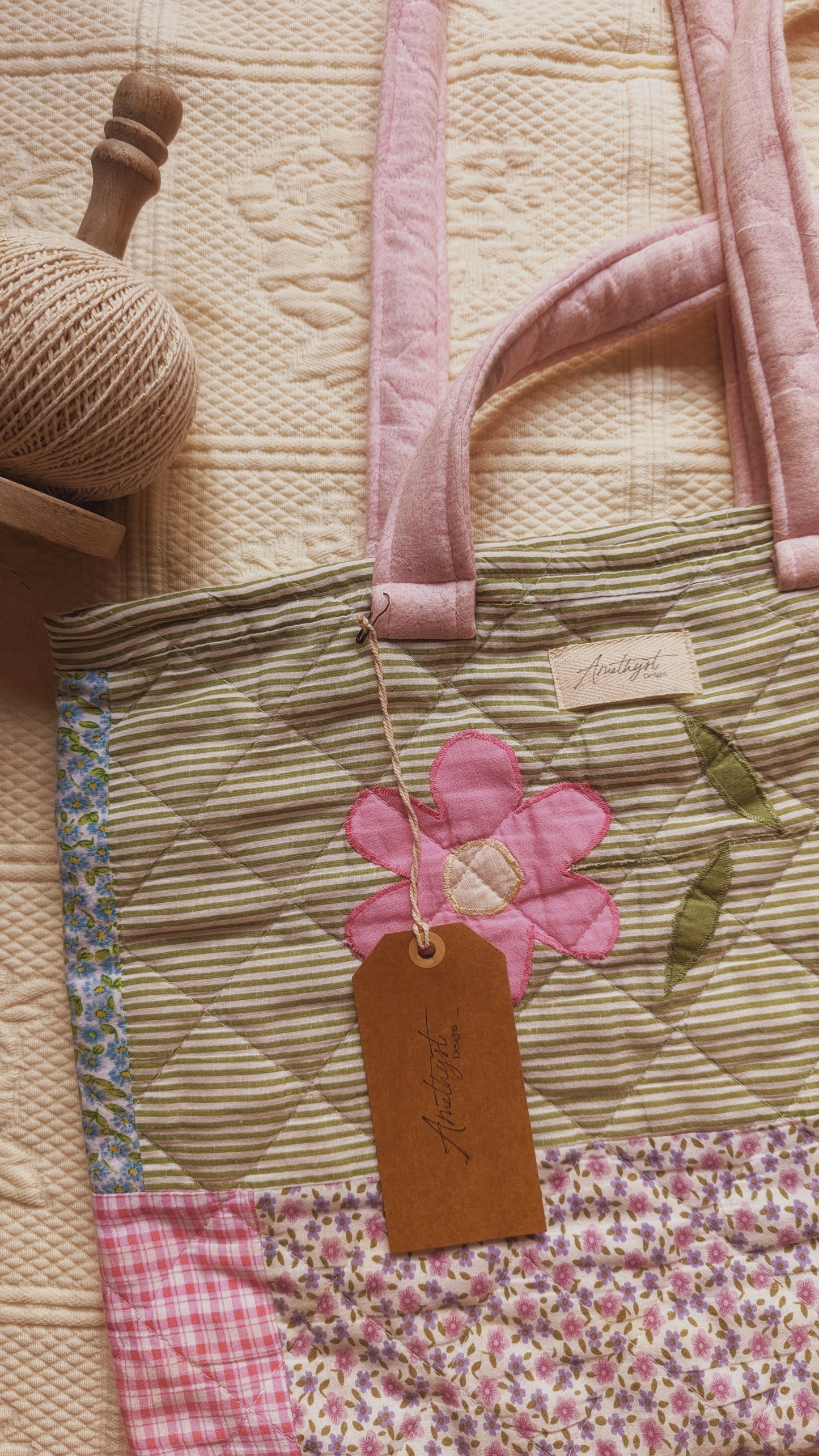 Handmade quilted reusable bag - millie ♡