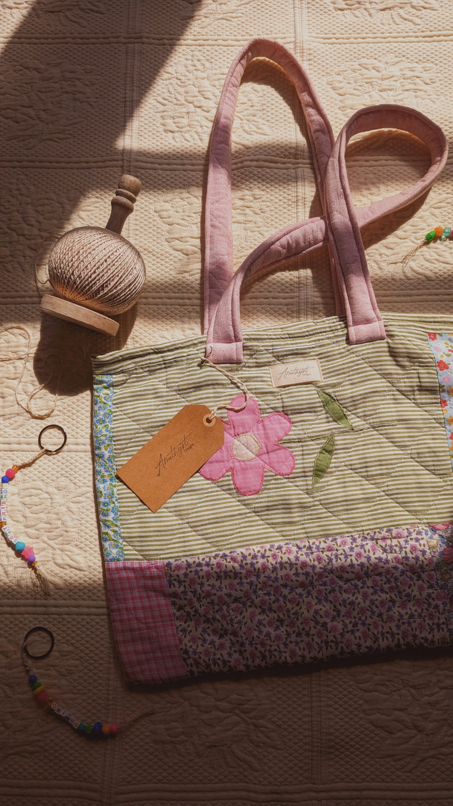 Handmade quilted reusable bag - millie ♡