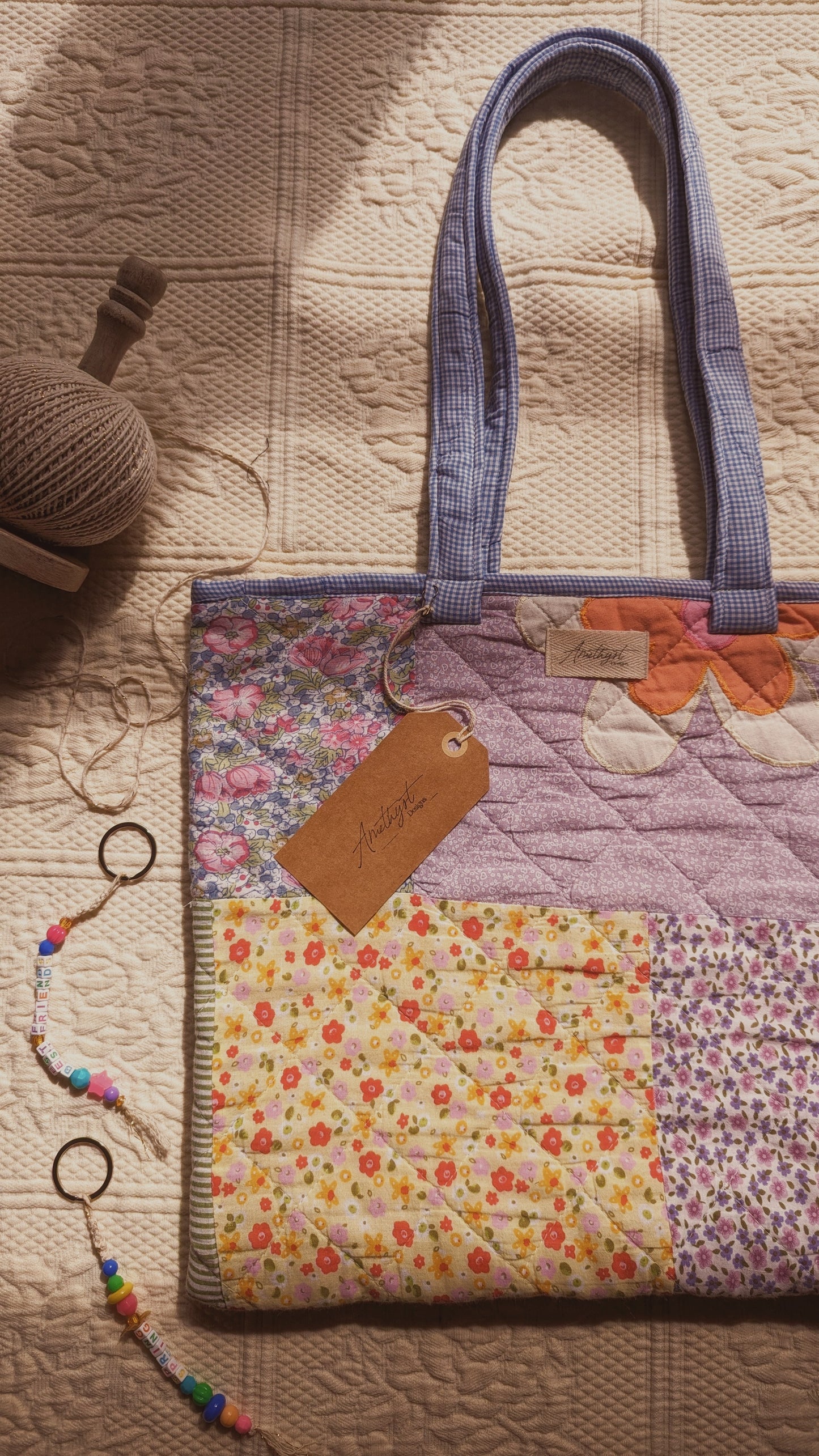 Handmade quilted reusable bag - becky ♡