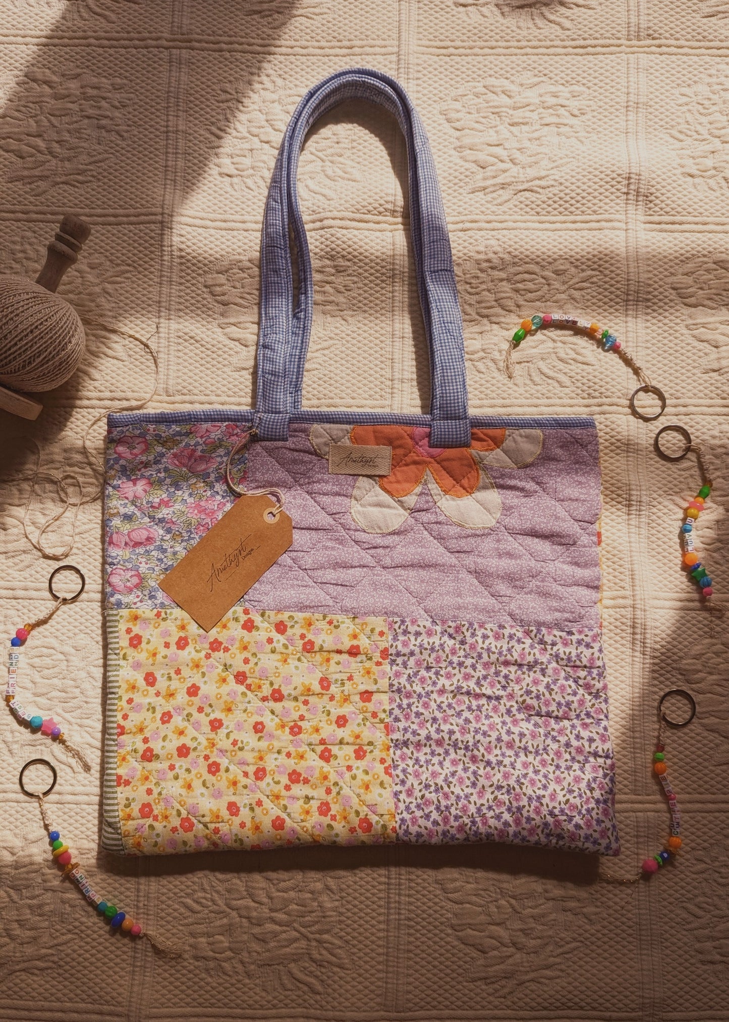 Handmade quilted reusable bag - becky ♡
