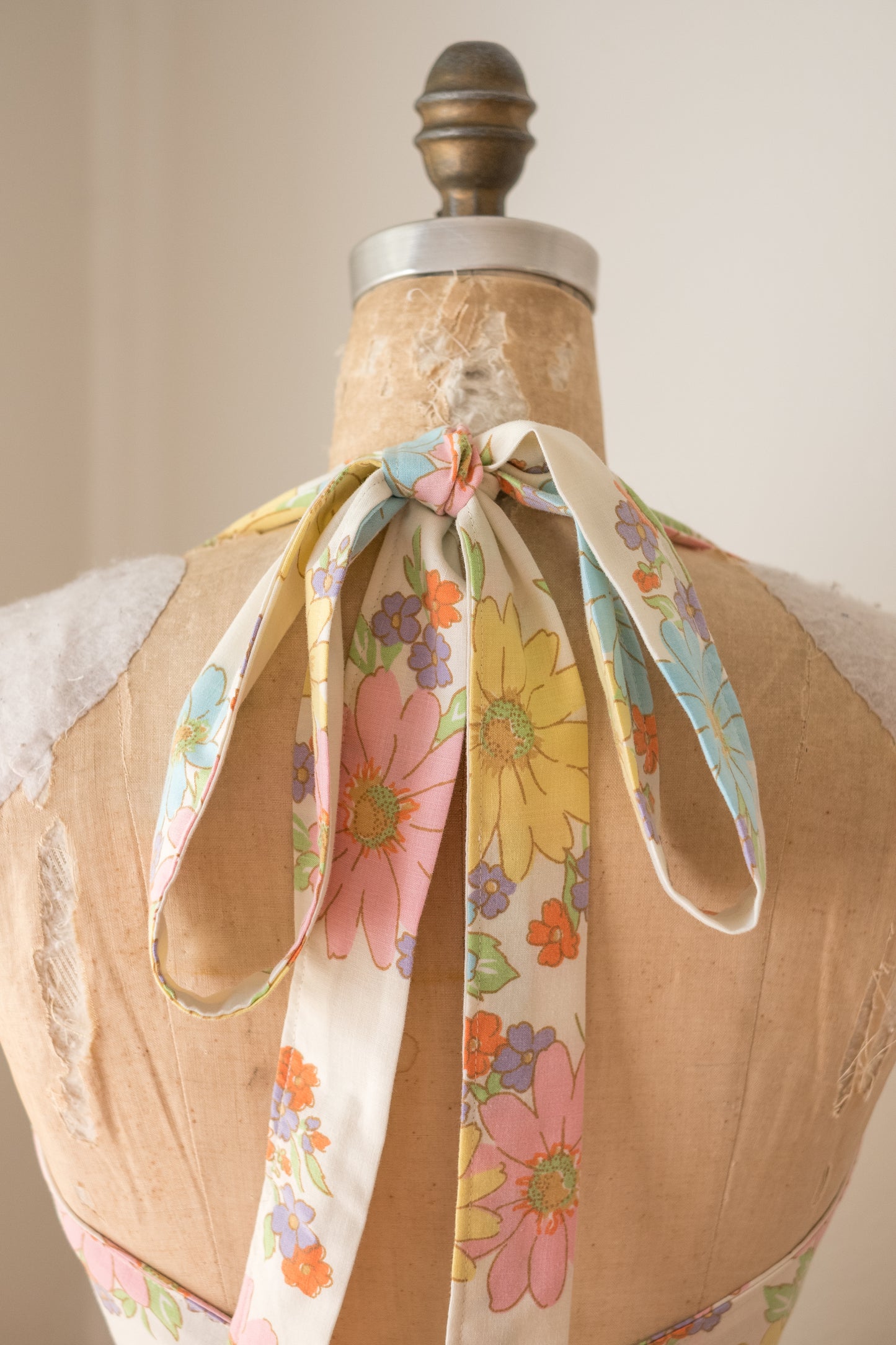 Handmade vintage floral apron set - wildflower