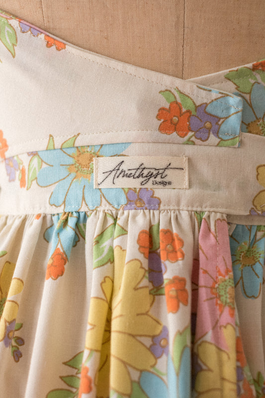 Handmade vintage floral apron set - wildflower