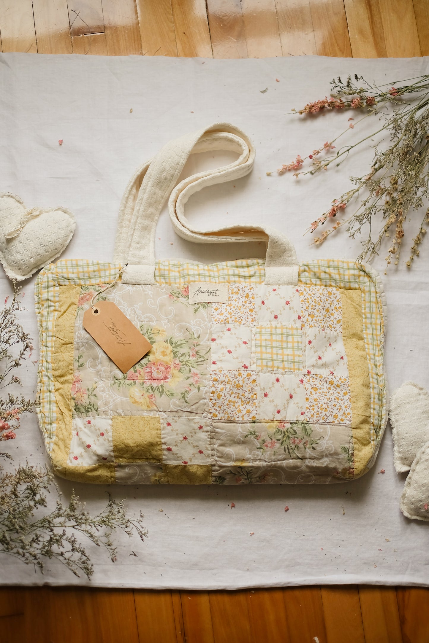 Handmade quilted reusable bag - Buttercup ♡