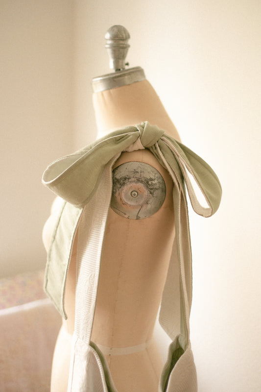 NEW♡ Handmade Ribbon slouchy tote bag - evergreen