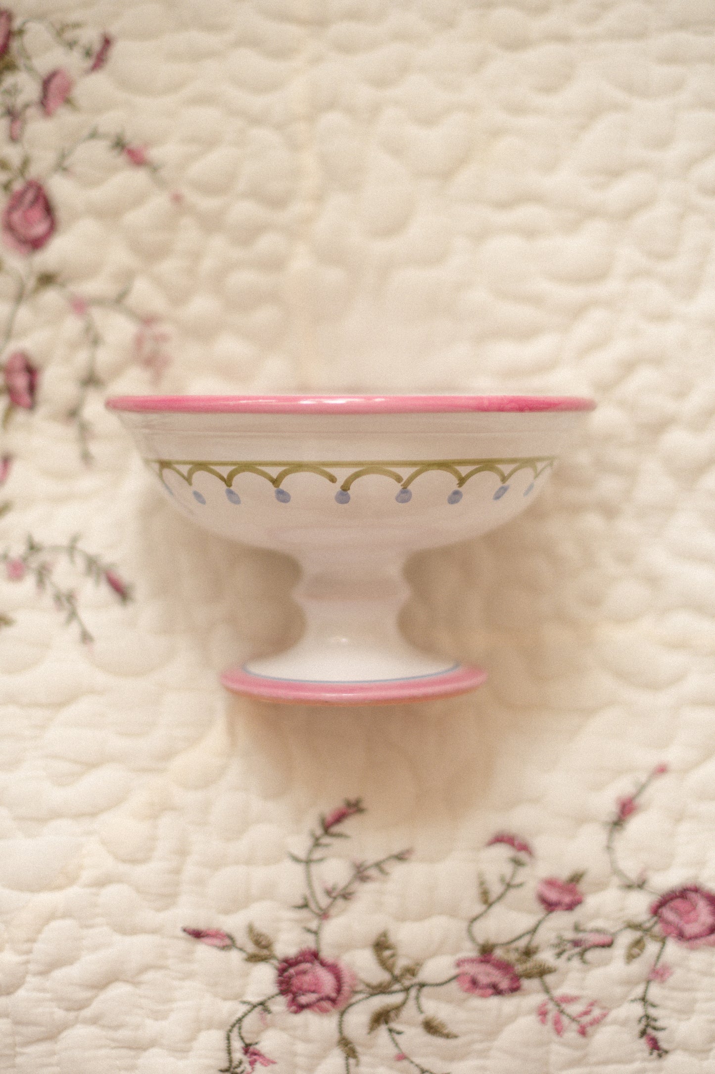 Vintage hand-painted ceramic floral trinket bowl ♡