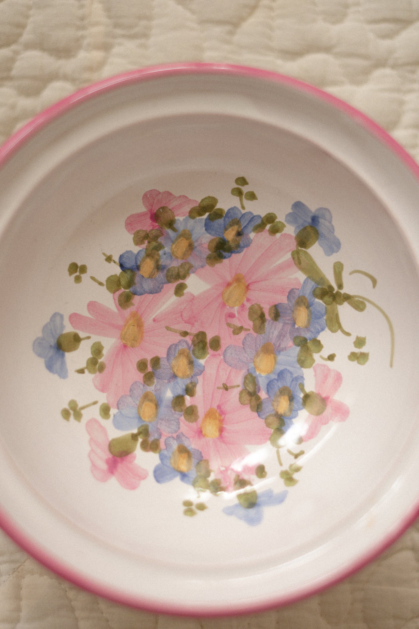 Vintage hand-painted ceramic floral trinket bowl ♡