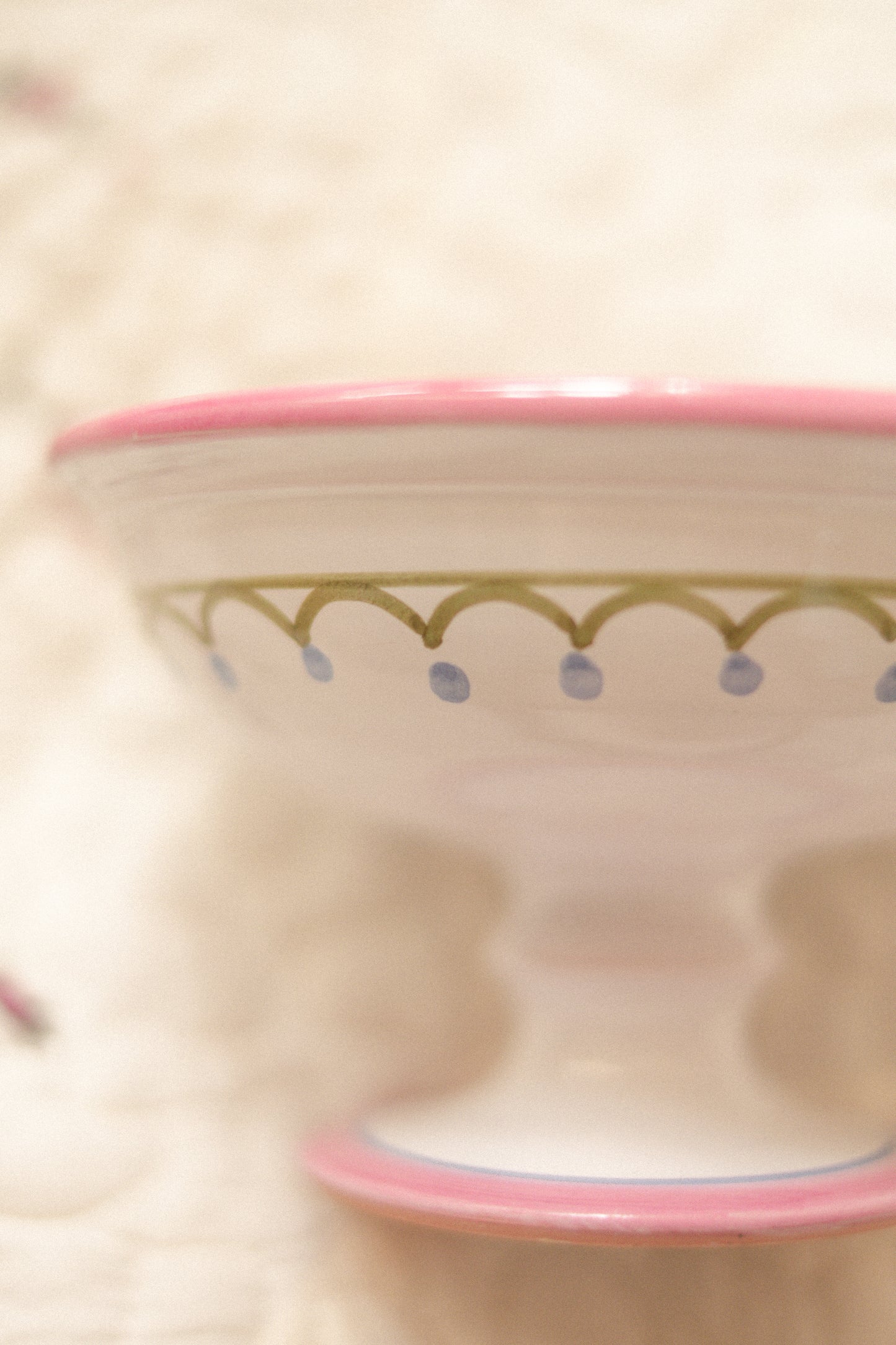 Vintage hand-painted ceramic floral trinket bowl ♡