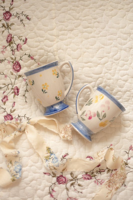 Vintage ceramic floral mugs - set of two