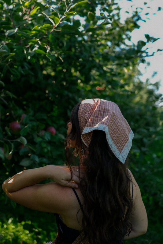 Handmade vintage cotton bandana - autumn plaid 🍂