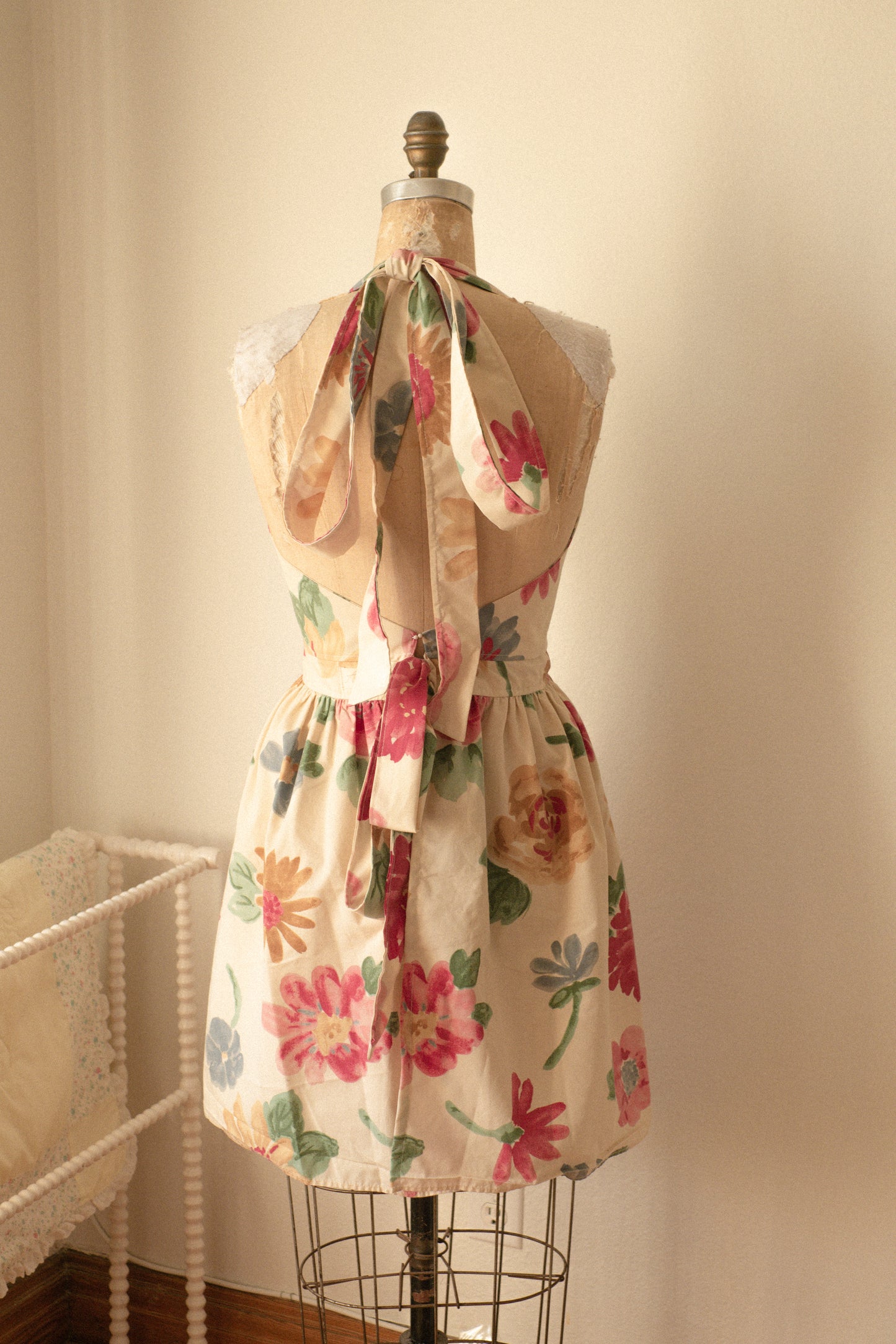 Handmade vintage floral apron set - She loves me