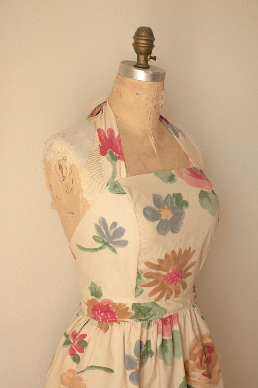 Handmade vintage floral apron set - She loves me