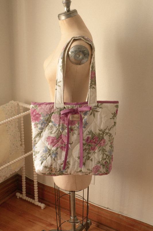 Handmade quilted mini tote bag - Sugarplum