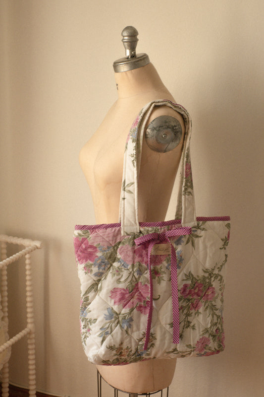 Handmade quilted mini tote bag - Sugarplum