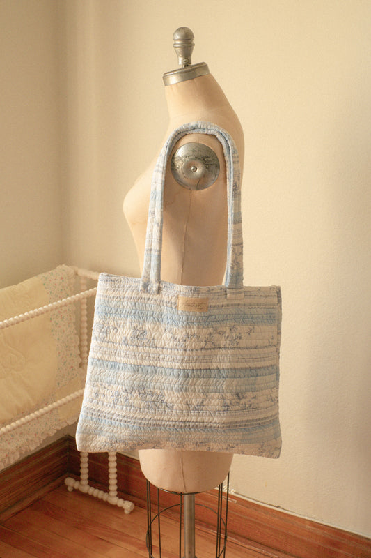 Handmade quilted mini tote bag - Cloud