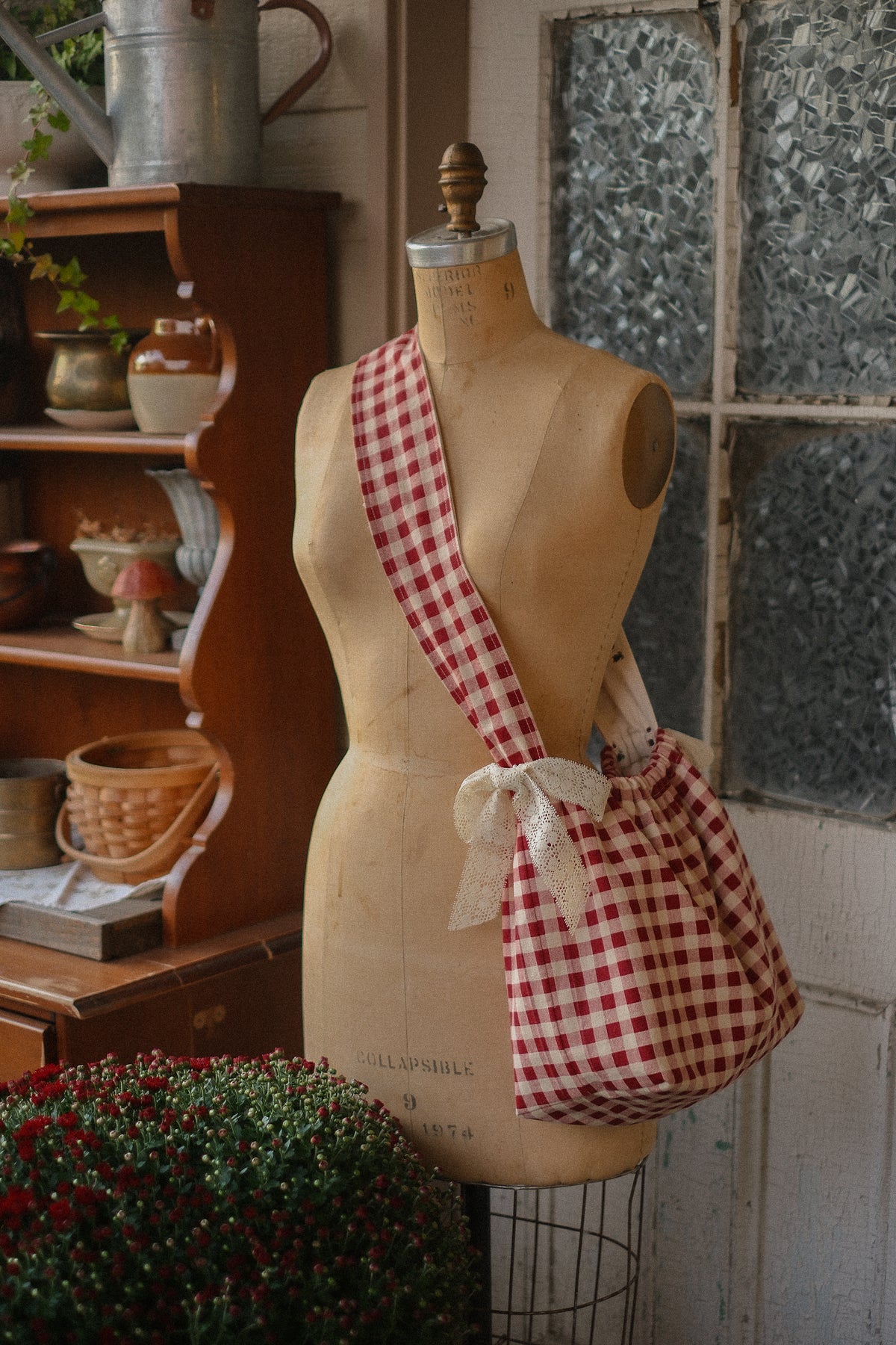 Handmade cotton tote bag - gingham ☕️