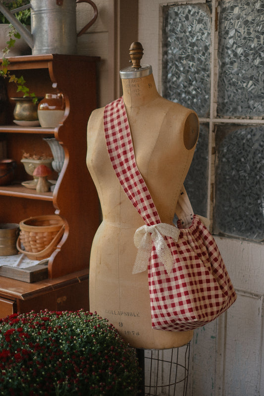 Handmade cotton tote bag - gingham ☕️