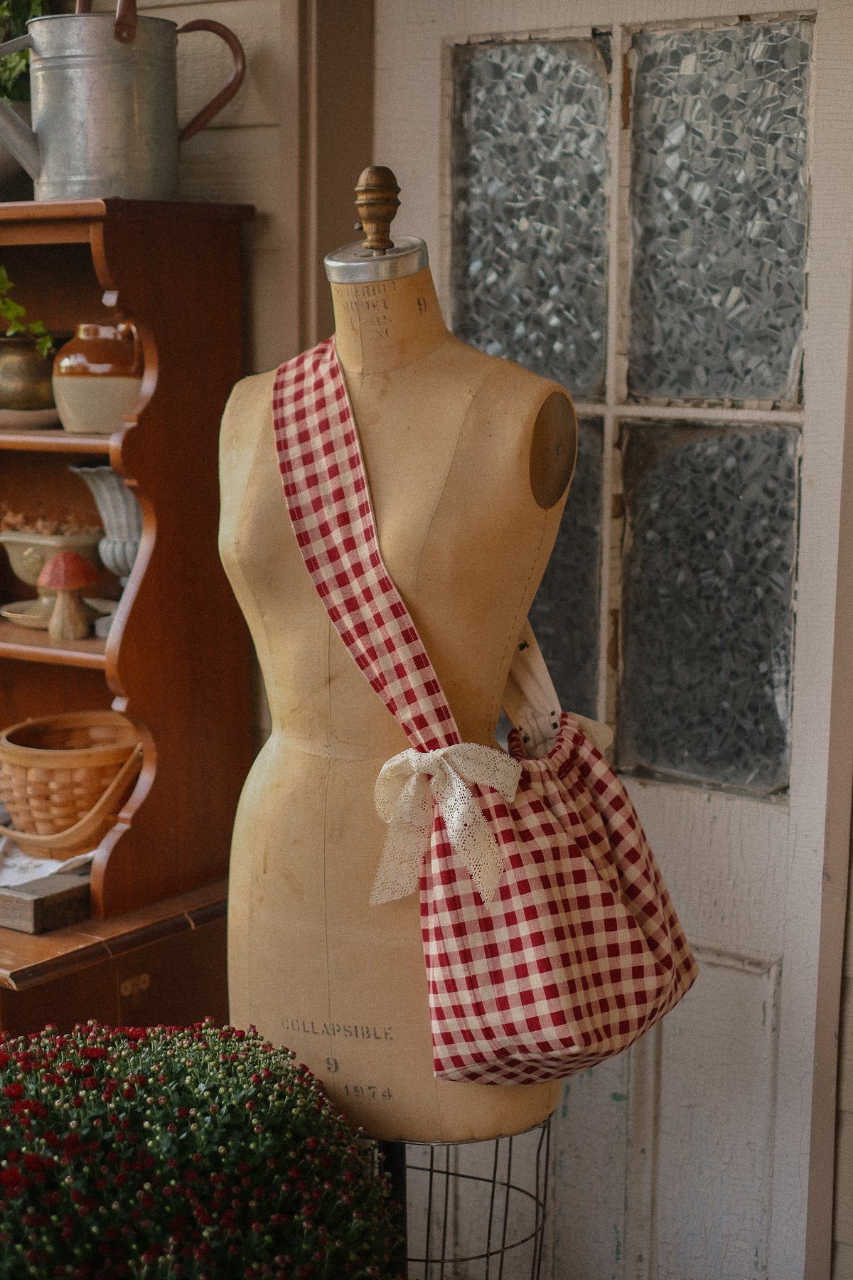 Handmade cotton tote bag - gingham ☕️