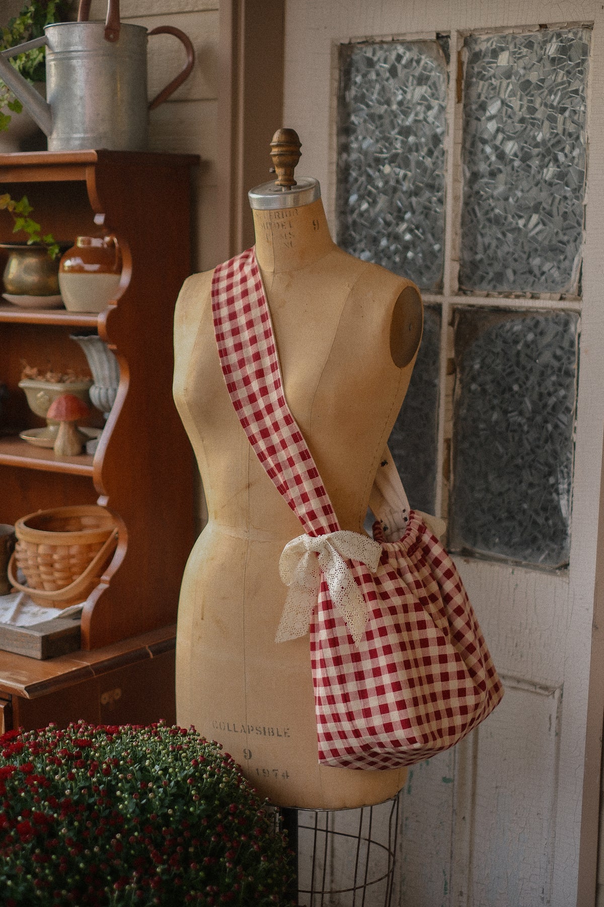 Handmade cotton tote bag - gingham ☕️