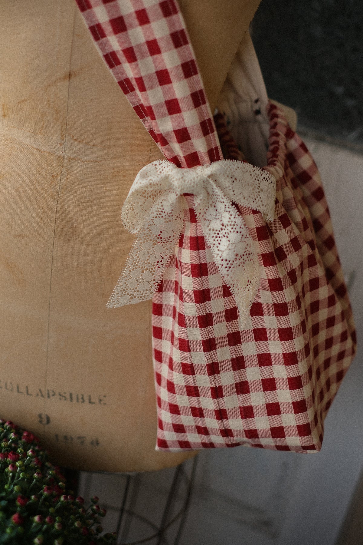 Handmade cotton tote bag - gingham ☕️