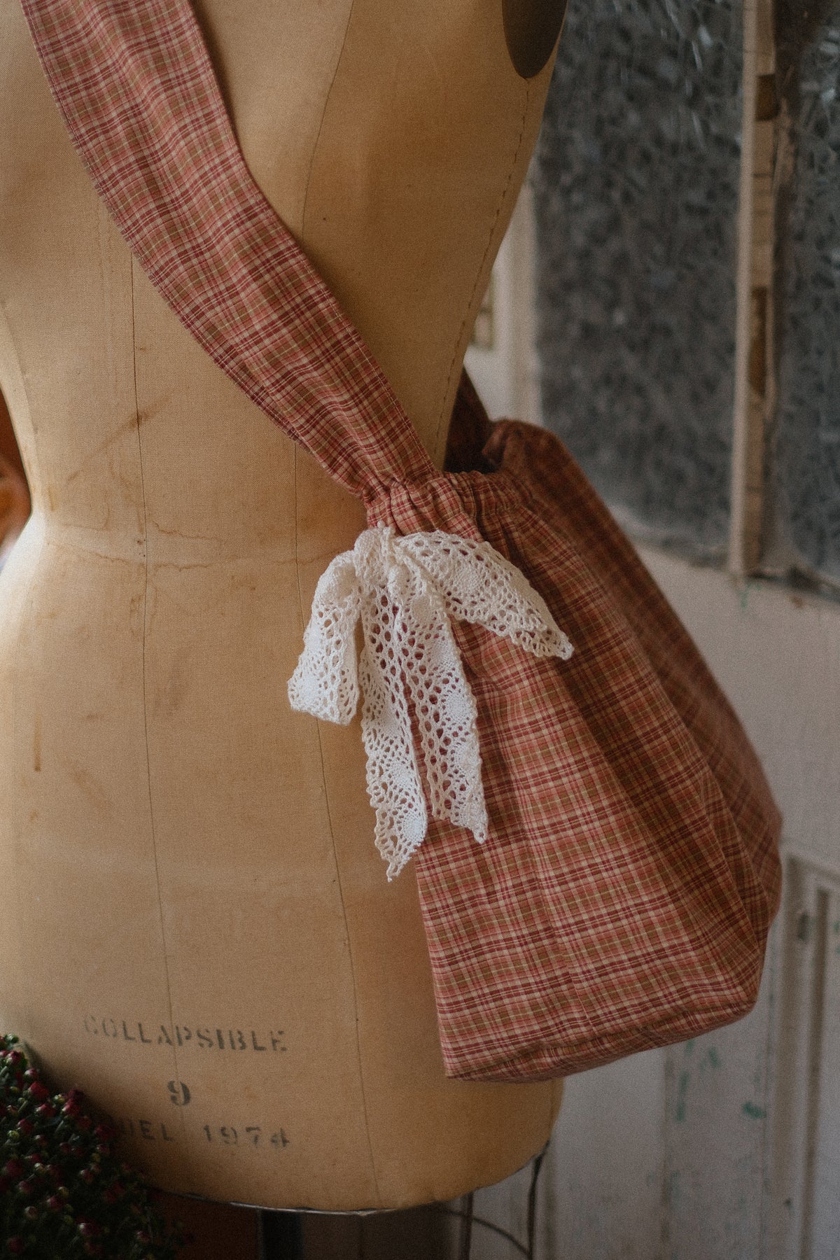 Handmade cotton tote bag - autumn plaid 🍂