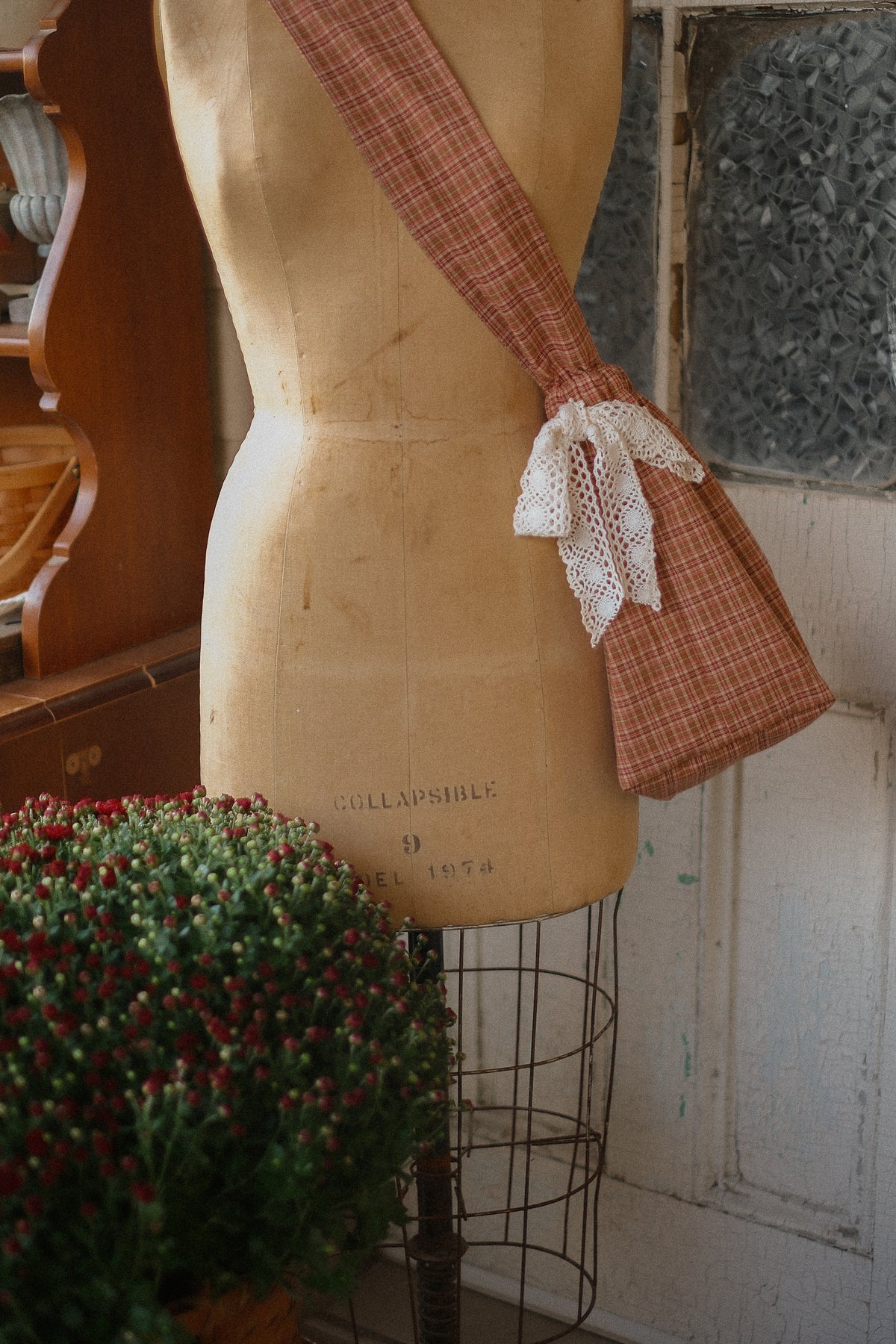 Handmade cotton tote bag - autumn plaid 🍂