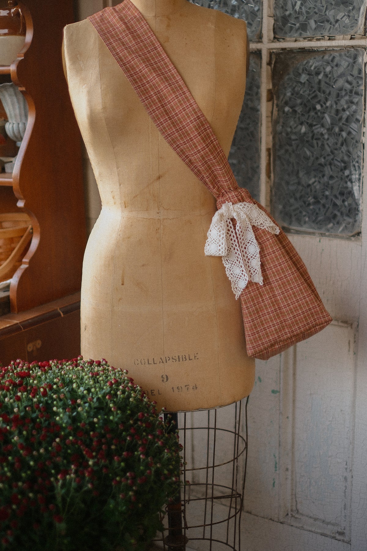 Handmade cotton tote bag - autumn plaid 🍂
