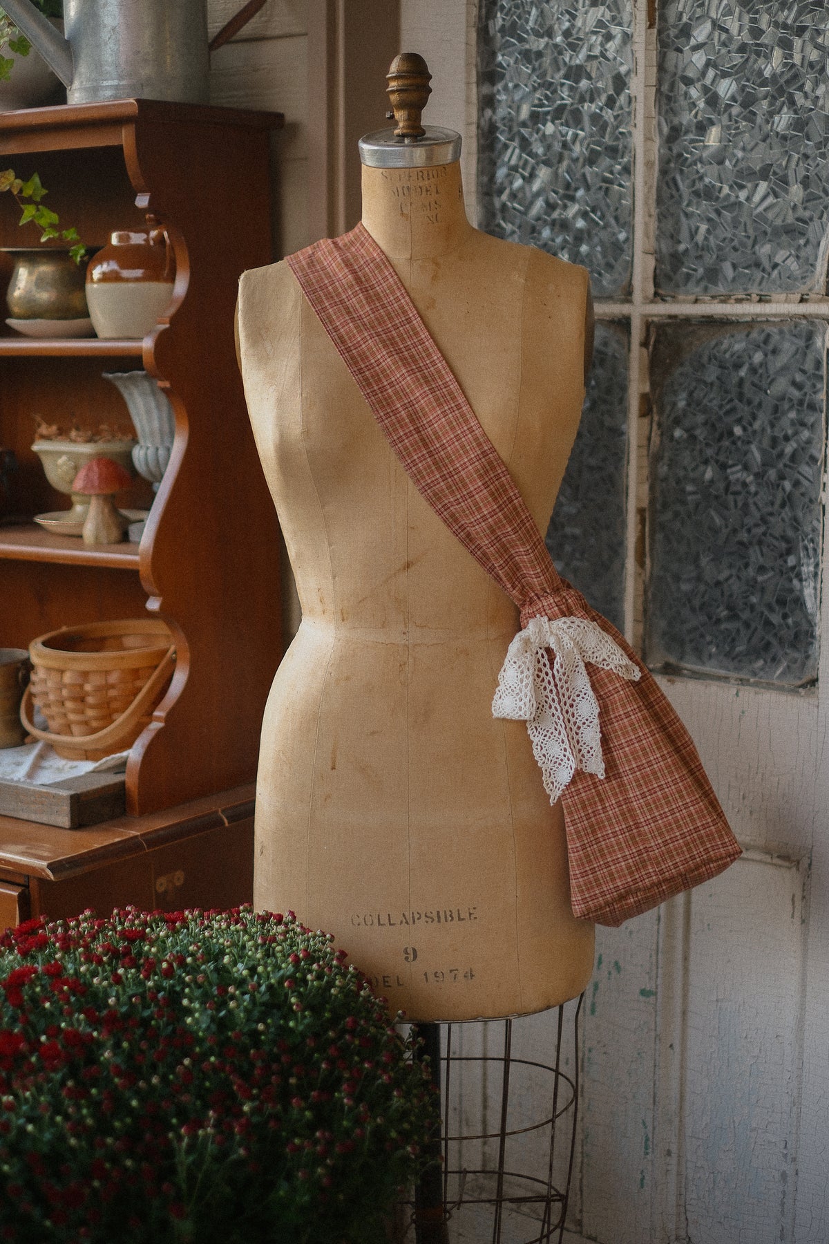 Handmade cotton tote bag - autumn plaid 🍂