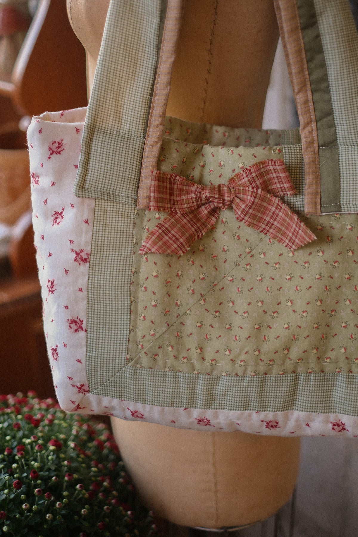 Handmade quilted tote - Autumn picnic 🧺