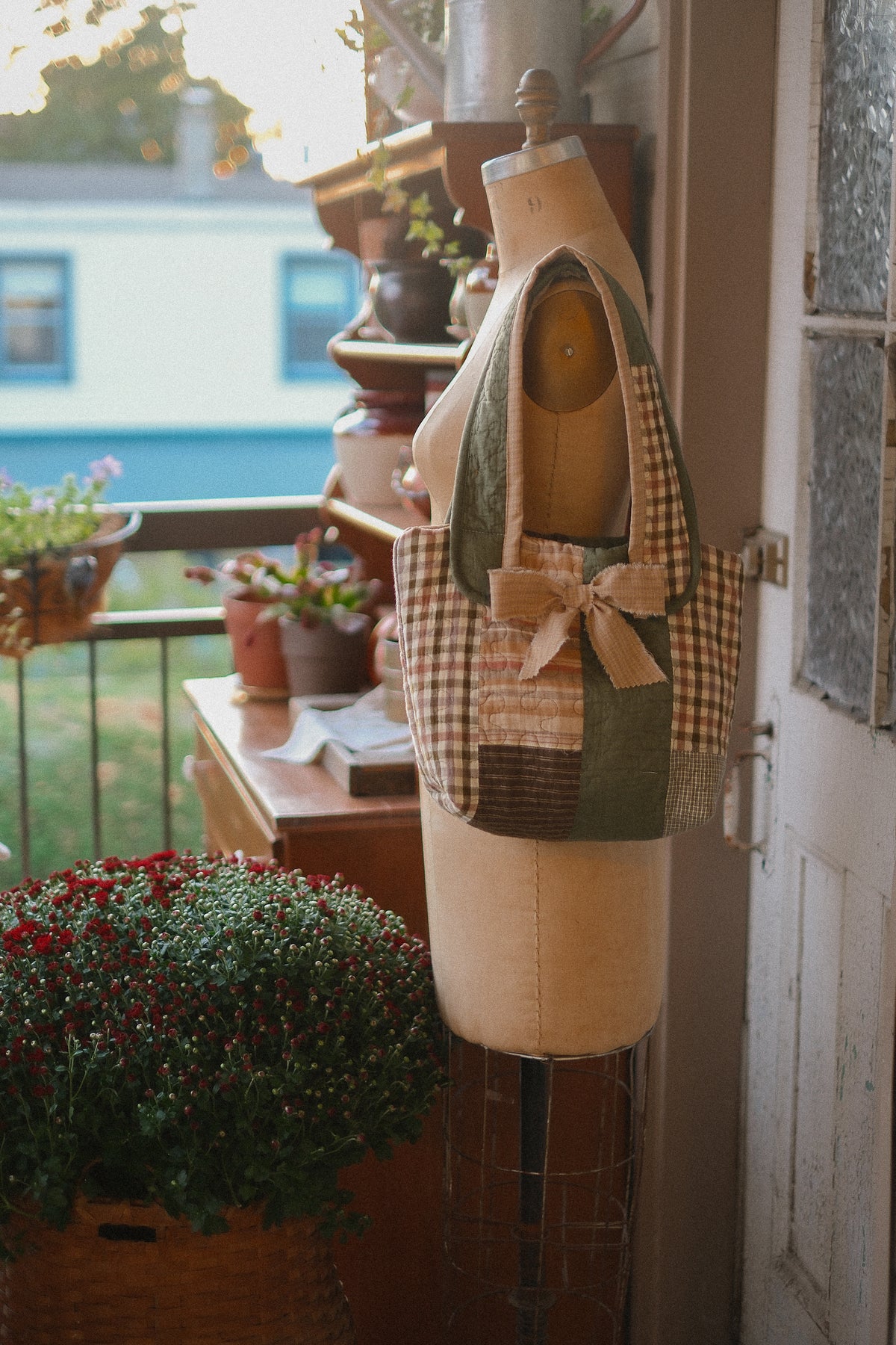 Handmade quilted tote - clover🍀