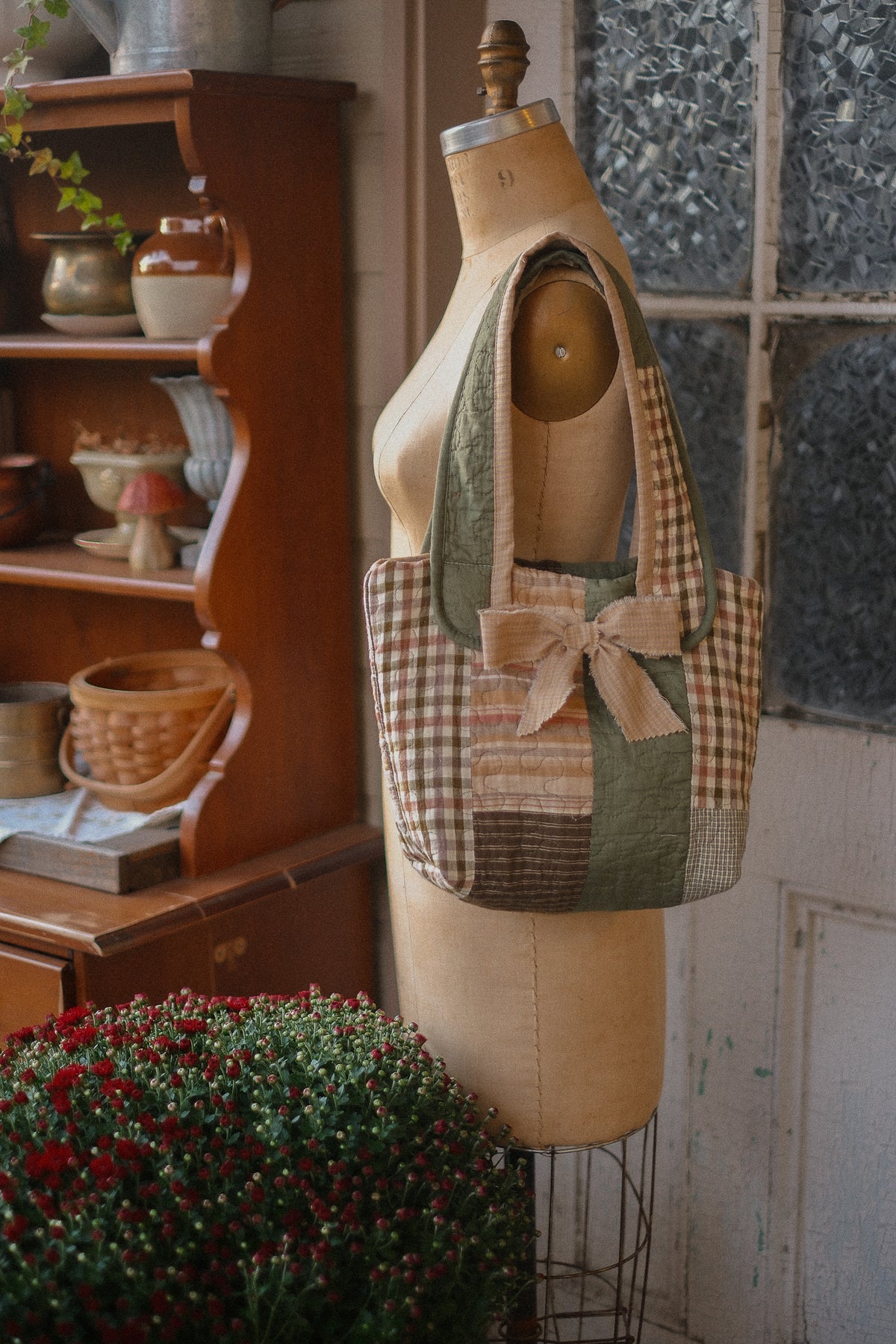 Handmade quilted tote - clover🍀