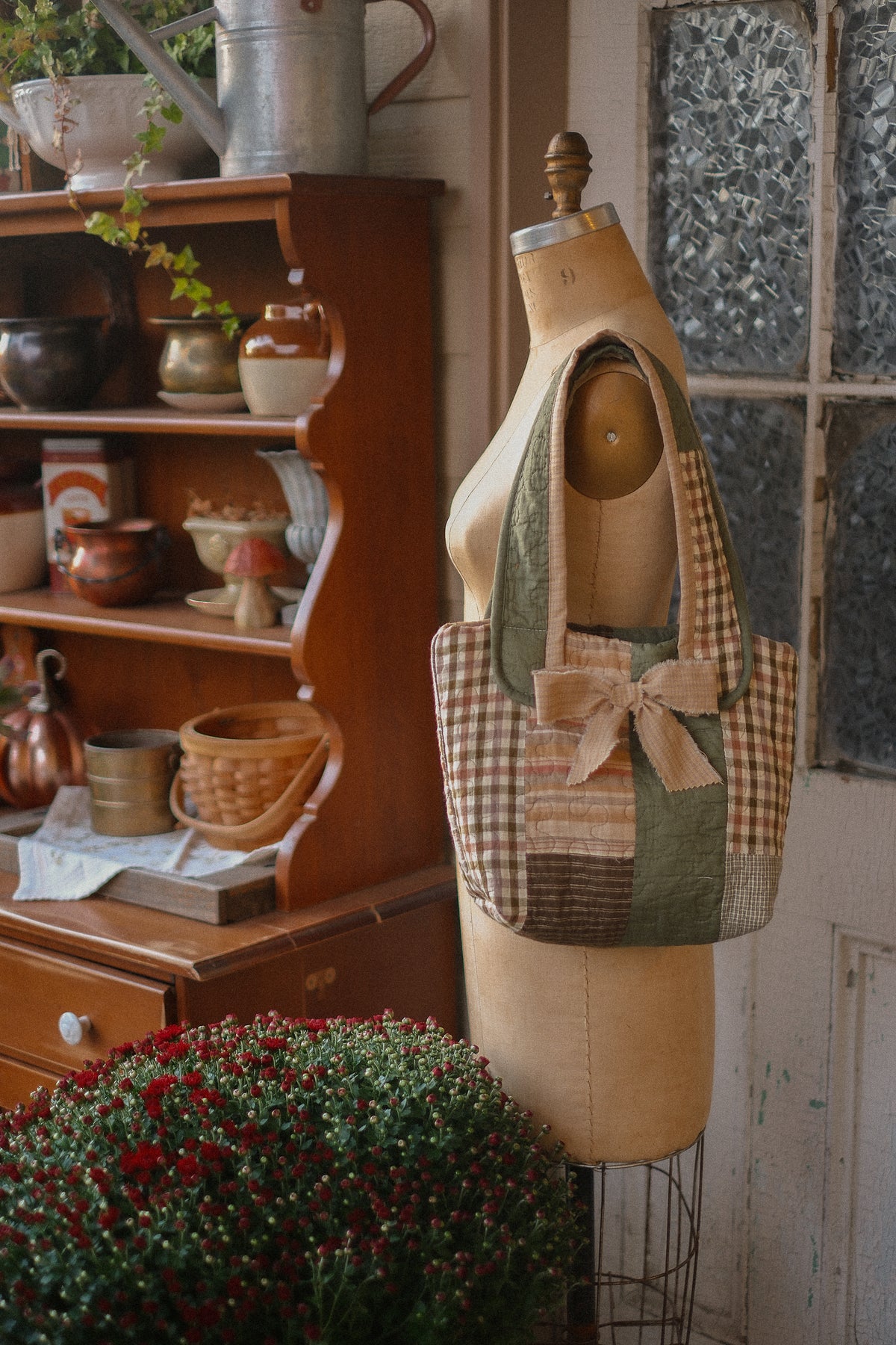 Handmade quilted tote - clover🍀