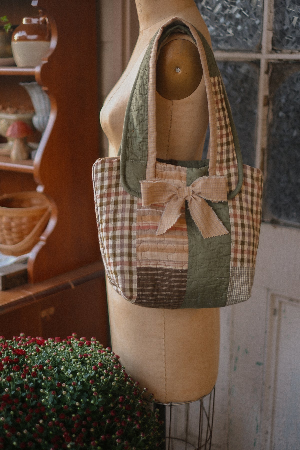 Handmade quilted tote - clover🍀