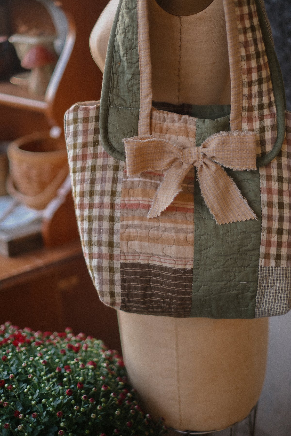 Handmade quilted tote - clover🍀