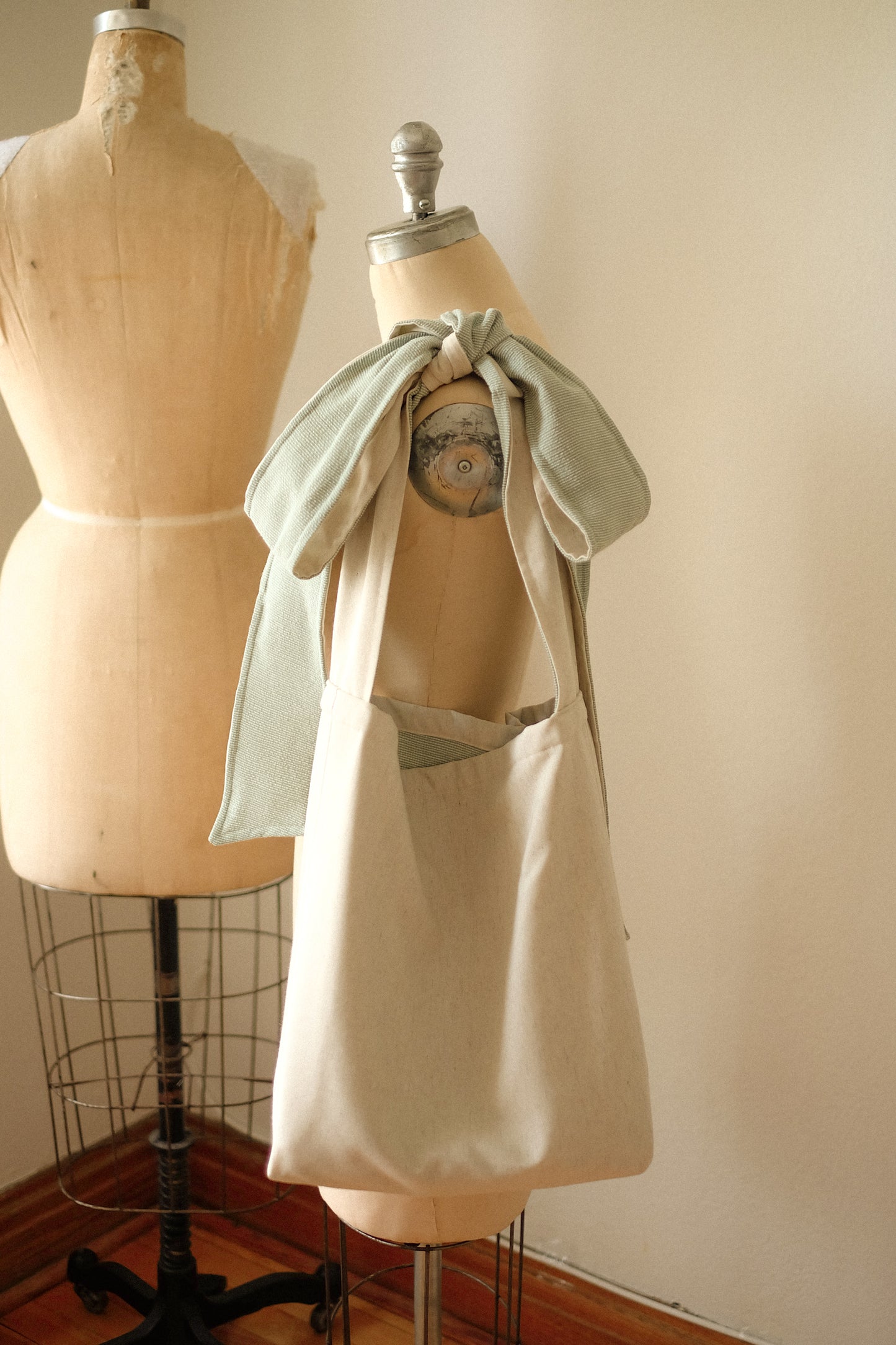 NEW♡ Handmade Ribbon slouchy tote bag - Pistachio