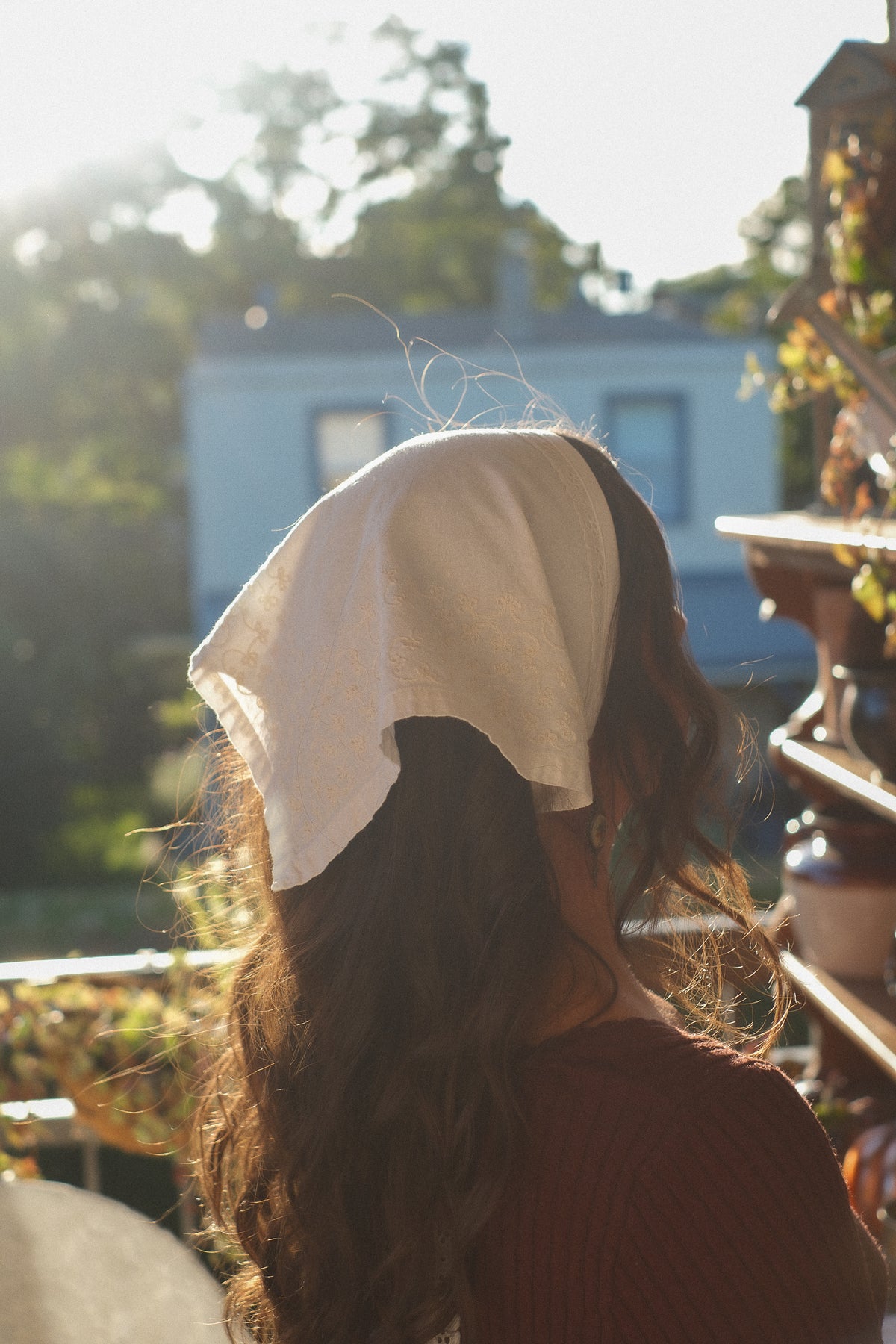 Handmade vintage cotton bandana - coffee cream ☕️