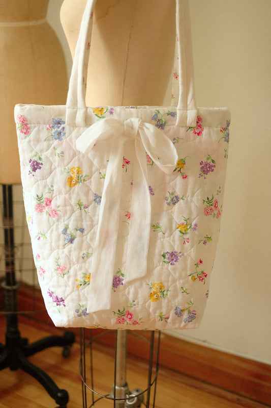 Handmade quilted large tote bag - forget me not ♡