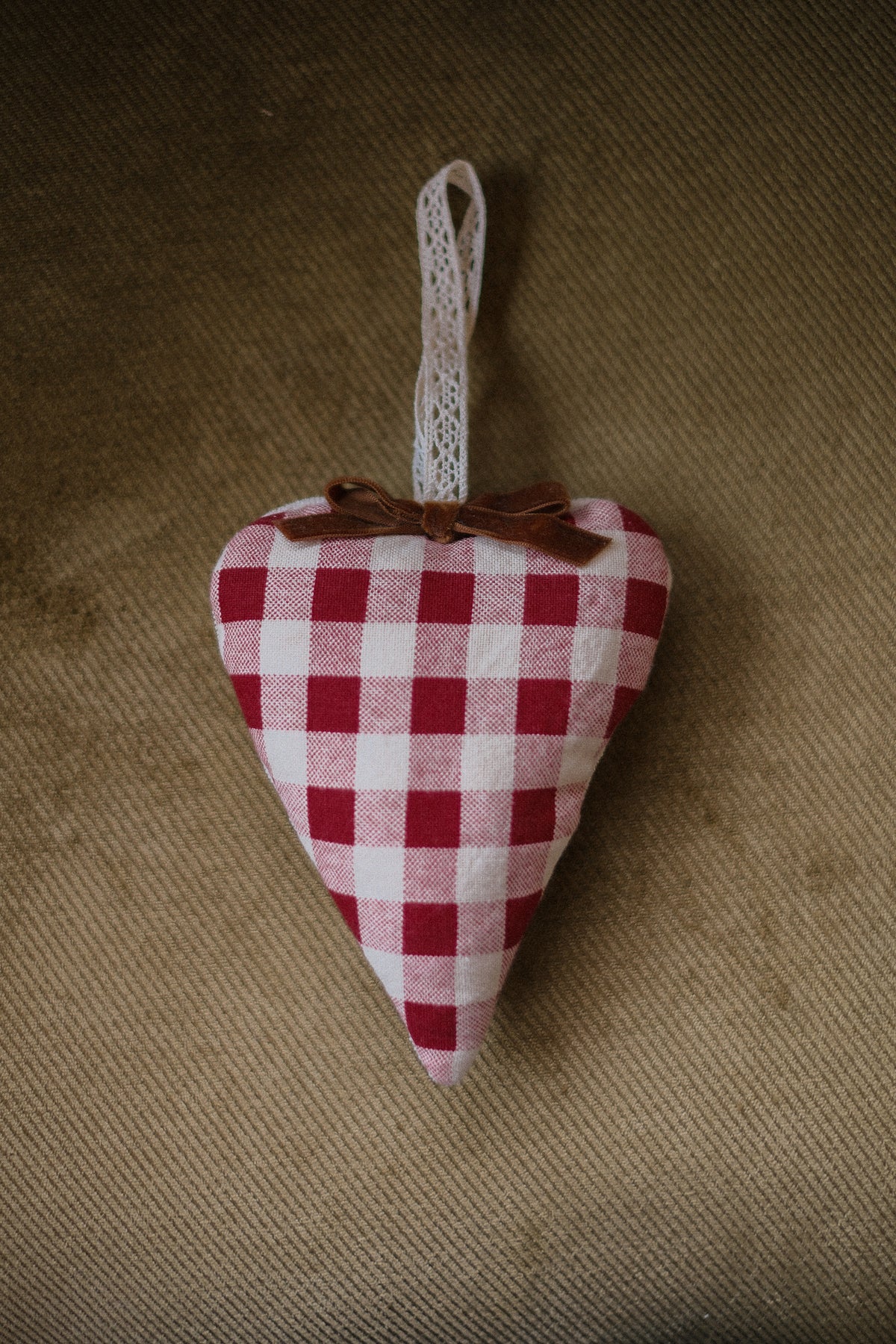 Handmade quilted heart shaped ornaments ♡