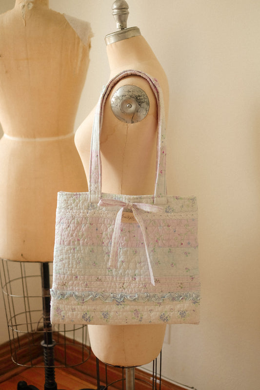 Handmade quilted mini tote bag - Coquette♡