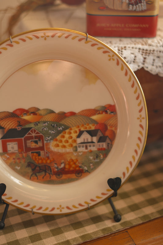 Vintage autumn scenery wall plate 🍂