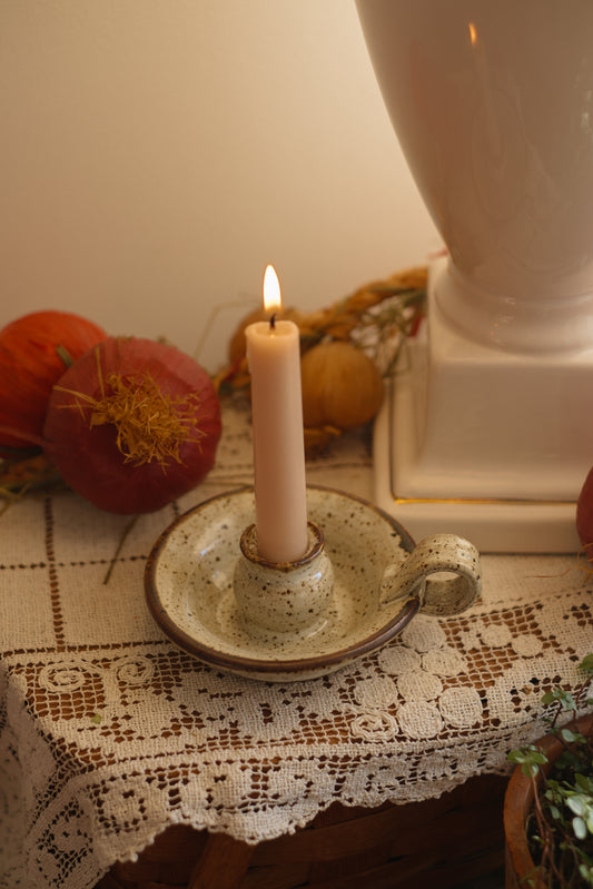 Vintage stoneware candle holder set  🕯️